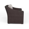 imageMartha Stewart Bedford IndoorOutdoor Patio Accent Chair with Rattan Wicker Finish in Gray with Gray AllWeather CushionsTan CushionsBrown Frame