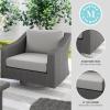 imageMartha Stewart Bedford IndoorOutdoor Patio Chair with 360 Swivel Functionality and Rattan Wicker Finish in Gray with Gray AllWeather Cushions