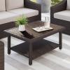 imageMartha Stewart Bedford IndoorOutdoor Patio Coffee Table with Lower Shelf Faux Wood Top and Rattan Wicker Finish in BrownBrown