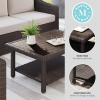 imageMartha Stewart Bedford IndoorOutdoor Patio Coffee Table with Lower Shelf Faux Wood Top and Rattan Wicker Finish in BrownBrown
