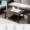 imageMartha Stewart Bedford IndoorOutdoor Patio Coffee Table with Lower Shelf Faux Wood Top and Rattan Wicker Finish in BrownBrown