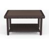 imageMartha Stewart Bedford IndoorOutdoor Patio Coffee Table with Lower Shelf Faux Wood Top and Rattan Wicker Finish in BrownBrown