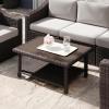 imageMartha Stewart Bedford IndoorOutdoor Patio Coffee Table with Lower Shelf Faux Wood Top and Rattan Wicker Finish in BrownBrown