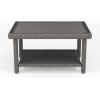 imageMartha Stewart Bedford IndoorOutdoor Patio Coffee Table with Lower Shelf Faux Wood Top and Rattan Wicker Finish in BrownGrey