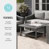 imageMartha Stewart Bedford IndoorOutdoor Patio Coffee Table with Lower Shelf Faux Wood Top and Rattan Wicker Finish in BrownGrey