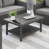 imageMartha Stewart Bedford IndoorOutdoor Patio Coffee Table with Lower Shelf Faux Wood Top and Rattan Wicker Finish in BrownGrey