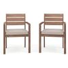 imageMartha Stewart Bedford IndoorOutdoor Stackable Aluminum Patio Armchairs with Brushed Woodgrain Finish in Brown and Cream AllWeather Cushions Set of 2Brown