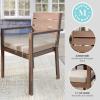 imageMartha Stewart Bedford IndoorOutdoor Stackable Aluminum Patio Armchairs with Brushed Woodgrain Finish in Brown and Cream AllWeather Cushions Set of 2Brown