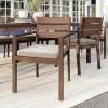 imageMartha Stewart Bedford IndoorOutdoor Stackable Aluminum Patio Armchairs with Brushed Woodgrain Finish in Brown and Cream AllWeather Cushions Set of 2Brown