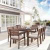 imageMartha Stewart Bedford IndoorOutdoor Stackable Aluminum Patio Armchairs with Brushed Woodgrain Finish in Brown and Cream AllWeather Cushions Set of 2Brown