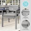 imageMartha Stewart Bedford IndoorOutdoor Stackable Aluminum Patio Armchairs with Brushed Woodgrain Finish in Brown and Cream AllWeather Cushions Set of 2Grey