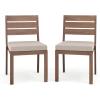 imageMartha Stewart Bedford IndoorOutdoor Stackable Aluminum Patio Chairs with Brushed Woodgrain Finish in Gray and Gray AllWeather Cushions Set of 2Brown