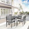 imageMartha Stewart Bedford IndoorOutdoor Stackable Aluminum Patio Chairs with Brushed Woodgrain Finish in Gray and Gray AllWeather Cushions Set of 2Grey