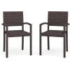 imageMartha Stewart Bedford IndoorOutdoor Stackable Patio Armchairs with Rattan Wicker Finish in Gray Set of 2Brown