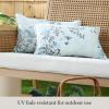 imageMartha Stewart Charming Foliage Indoor Outdoor Decorative Lumbar Pillow 2Pack Set UV Fade Resistant Water Repellent Printed Floral Design Aqua Blue 11quotx18quotAqua Blue
