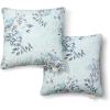 imageMartha Stewart Charming Foliage Indoor Outdoor Decorative Lumbar Pillow 2Pack Set UV Fade Resistant Water Repellent Printed Floral Design Aqua Blue 11quotx18quotAqua Blue