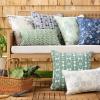 imageMartha Stewart Charming Foliage Indoor Outdoor Decorative Lumbar Pillow 2Pack Set UV Fade Resistant Water Repellent Printed Floral Design Aqua Blue 11quotx18quotWarm Grey