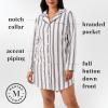 imageMartha Stewart Classic Long Sleeve Nightshirt for Women  Cotton Notch Collar Sleepwear  Timeless and ElegantEgret