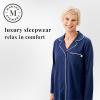 imageMartha Stewart Classic Long Sleeve Nightshirt for Women  Cotton Notch Collar Sleepwear  Timeless and ElegantMedieval Blue