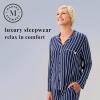 imageMartha Stewart Cooling Rayon Pajama Set for Women  Long Sleeve ButtonDown Style for Cool Comfortable CoverageMedieval Blue