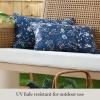 imageMartha Stewart Distressed Jacobean Indoor Outdoor Decorative Lumbar Pillow 2Pack Set UV Fade Resistant Water Repellent Printed Floral Design Grey 11quotx18quotNavy Blue