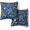 imageMartha Stewart Distressed Jacobean Indoor Outdoor Decorative Lumbar Pillow 2Pack Set UV Fade Resistant Water Repellent Printed Floral Design Grey 11quotx18quotNavy Blue