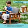 imageMartha Stewart Kids Outdoor Chair Natural Acacia Wood Chair for Kids wGray Polyester Cushions 10quot Seat Height  Montessori Furniture for Backyard Patio and Outdoor Play ampamp Learning Environments