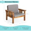 imageMartha Stewart Kids Outdoor Chair Natural Acacia Wood Chair for Kids wGray Polyester Cushions 10quot Seat Height  Montessori Furniture for Backyard Patio and Outdoor Play ampamp Learning Environments