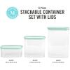 imageMartha Stewart Langstaff 6 Piece 60 oz 37 oz 17 oz Square Stackable Container Set wMartha Blue LidRectangular 92oz  60oz  26oz