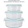 imageMartha Stewart Langstaff 6 Piece 60 oz 37 oz 17 oz Square Stackable Container Set wMartha Blue LidRound 44oz  32oz  22oz