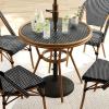 imageMartha Stewart Lily Pond 3 Piece IndoorOutdoor Black and White Woven Rattan Bistro Set with Natural Woodgrain Aluminum Frames and Tempered Glass TabletopBlack  WhiteNatural Frame