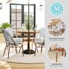imageMartha Stewart Lily Pond 3 Piece IndoorOutdoor Black and White Woven Rattan Bistro Set with Natural Woodgrain Aluminum Frames and Tempered Glass TabletopNavy  WhiteNatural Frame