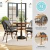 imageMartha Stewart Lily Pond 3 Piece IndoorOutdoor Black and White Woven Rattan Bistro Set with Natural Woodgrain Aluminum Frames and Tempered Glass TabletopBlack  WhiteNatural Frame
