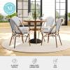 imageMartha Stewart Lily Pond 31 Round IndoorOutdoor Bistro Dining Table with Aluminum Frame in Natural Woodgrain and Rattan Top in BlackWhite with Tempered Glass TopNavy  WhiteNatural Frame