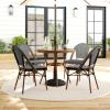 imageMartha Stewart Lily Pond 31 Round IndoorOutdoor Bistro Dining Table with Aluminum Frame in Natural Woodgrain and Rattan Top in BlackWhite with Tempered Glass TopBlack  WhiteNatural Frame