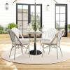 imageMartha Stewart Lily Pond 31 Round IndoorOutdoor Bistro Dining Table with Aluminum Frame in Natural Woodgrain and Rattan Top in BlackWhite with Tempered Glass TopGray  WhiteGray Frame