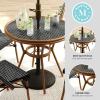 imageMartha Stewart Lily Pond 31 Round IndoorOutdoor Bistro Dining Table with Aluminum Frame in Natural Woodgrain and Rattan Top in BlackWhite with Tempered Glass TopBlack  WhiteNatural Frame