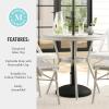 imageMartha Stewart Lily Pond 31 Round IndoorOutdoor Bistro Dining Table with Aluminum Frame in Natural Woodgrain and Rattan Top in BlackWhite with Tempered Glass TopGray  WhiteGray Frame