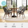 imageMartha Stewart Lily Pond 31 Round IndoorOutdoor Bistro Dining Table with Aluminum Frame in Natural Woodgrain and Rattan Top in BlackWhite with Tempered Glass TopBlack  WhiteNatural Frame