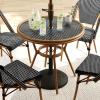 imageMartha Stewart Lily Pond 31 Round IndoorOutdoor Bistro Dining Table with Aluminum Frame in Natural Woodgrain and Rattan Top in BlackWhite with Tempered Glass TopBlack  WhiteNatural Frame
