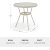 imageMartha Stewart Lily Pond 31 Round IndoorOutdoor Bistro Dining Table with Aluminum Frame in Natural Woodgrain and Rattan Top in BlackWhite with Tempered Glass TopGray  WhiteGray Frame