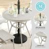 imageMartha Stewart Lily Pond 31 Round IndoorOutdoor Bistro Dining Table with Aluminum Frame in Natural Woodgrain and Rattan Top in BlackWhite with Tempered Glass TopGray  WhiteGray Frame