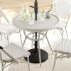imageMartha Stewart Lily Pond 31 Round IndoorOutdoor Bistro Dining Table with Aluminum Frame in Natural Woodgrain and Rattan Top in BlackWhite with Tempered Glass TopGray  WhiteGray Frame