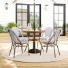 imageMartha Stewart Lily Pond 31 Round IndoorOutdoor Bistro Dining Table with Aluminum Frame in Natural Woodgrain and Rattan Top in BlackWhite with Tempered Glass TopNavy  WhiteNatural Frame