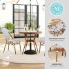 imageMartha Stewart Lily Pond 5 Piece IndoorOutdoor Navy and White Woven Rattan Bistro Set with Natural Woodgrain Aluminum Frames and Tempered Glass TabletopNavy  WhiteNatural Frame