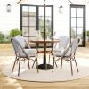 imageMartha Stewart Lily Pond 5 Piece IndoorOutdoor Navy and White Woven Rattan Bistro Set with Natural Woodgrain Aluminum Frames and Tempered Glass TabletopNavy  WhiteNatural Frame