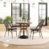 imageMartha Stewart Lily Pond 5 Piece IndoorOutdoor Navy and White Woven Rattan Bistro Set with Natural Woodgrain Aluminum Frames and Tempered Glass TabletopBlack  WhiteNatural Frame