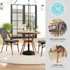 imageMartha Stewart Lily Pond 5 Piece IndoorOutdoor Navy and White Woven Rattan Bistro Set with Natural Woodgrain Aluminum Frames and Tempered Glass TabletopBlack  WhiteNatural Frame