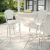 imageMartha Stewart Lily Pond IndoorOutdoor Stackable Bar Stools with Gray Woodgrain Aluminum Frame Finish WhiteGray Woven Rattan Backrests and Seats Set of 2Gray  WhiteGray Frame
