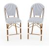 imageMartha Stewart Lily Pond IndoorOutdoor Stackable Counter Stool with Natural Woodgrain Aluminum Frame Finish and WhiteNavy Woven Rattan Backrest and SeatNavy  WhiteNatural Frame